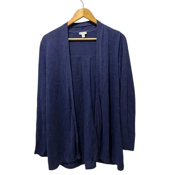 J. Jill Women's Linen Blend Back Pleat Cardigan Size Small Blue Relaxed Fit - Picture 5 of 6